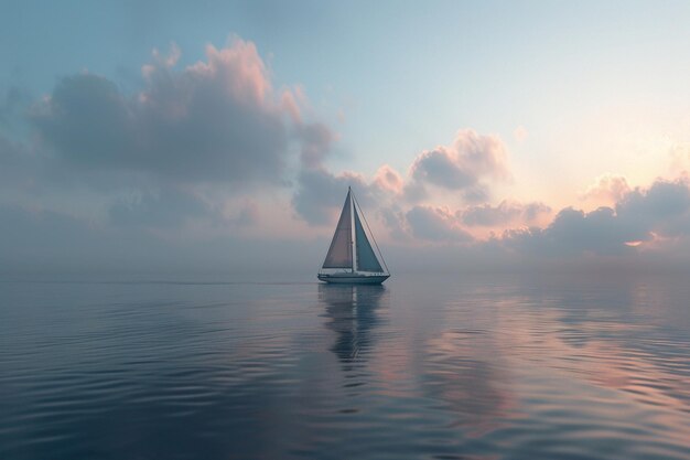 Een eenzame zeilboot op een rustige zee