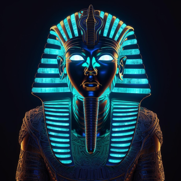 Een Egyptische farao Hyperrealistische gloeiende lichtfoto generatieve AI