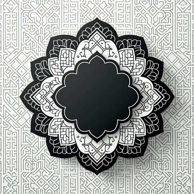 Foto een elegante eid mubarak-groetekaartje met een geavanceerd geometrisch patroon in witte en grijze tinten