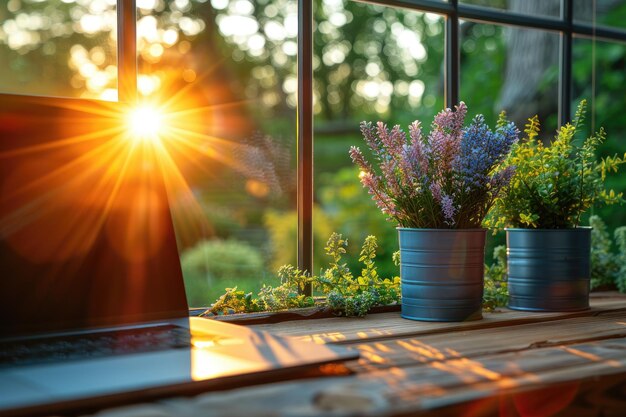 Een elegante en minimalistische werkruimte met natuurlijk licht, perfect voor productiviteit, inspiratie voor interieurontwerpen.