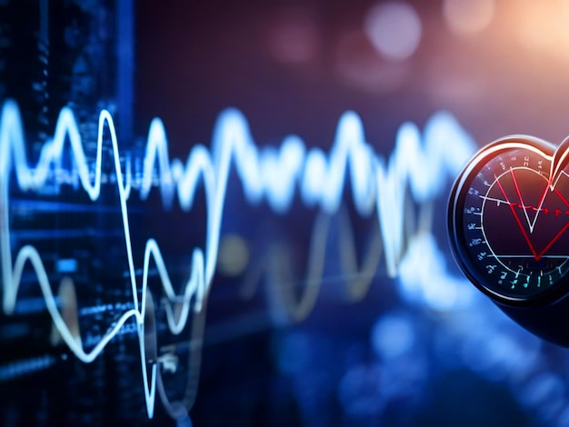 Foto een elektrocardiogram ecg of ekg-grafiek die de elektrische activiteit van het hart in de loop van de tijd toont