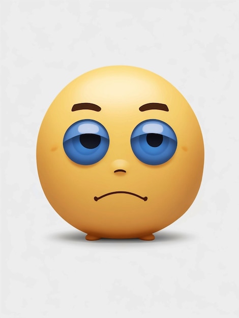 Een emoji met een verdrietig gezicht op een witte achtergrond