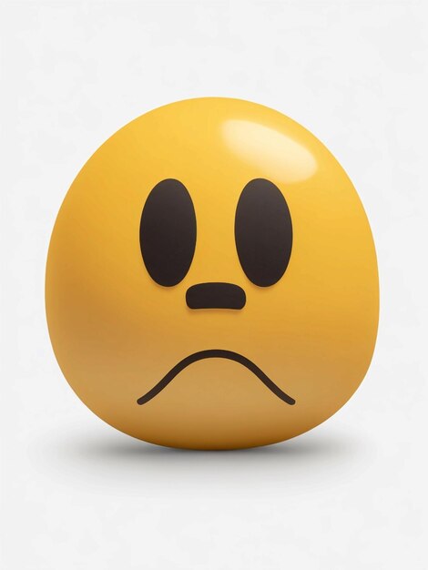 Foto een emoji met een verdrietig gezicht op een witte achtergrond