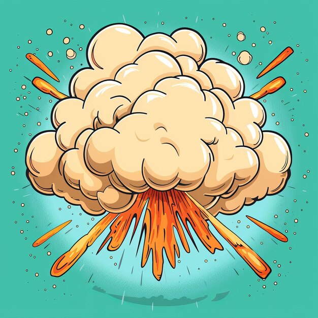 Foto een energie-explosie in een komische stijl cartoon exploderende bewolkte effect exploderende uitbarsting wolken van vuur dampen dynamiet barst moderne illustratie