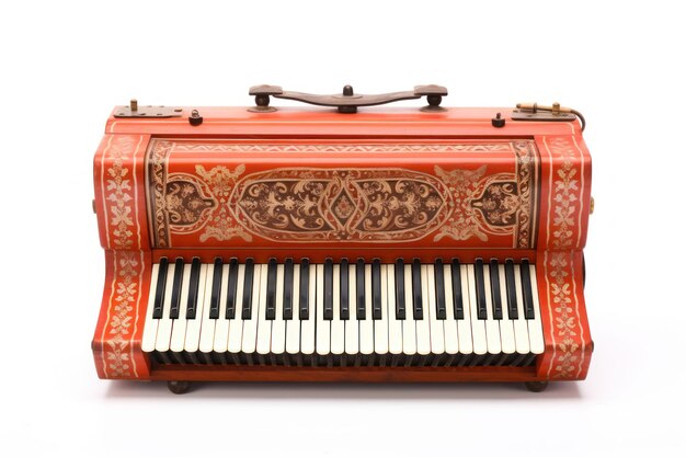 Een enkel harmonium geïsoleerd op een witte achtergrond