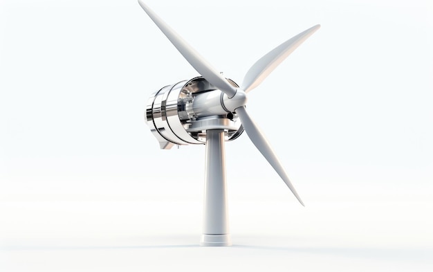 Een enkele afbeelding van een windturbine met verticale as geïsoleerd op een witte achtergrond
