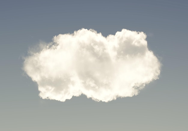 Foto een enkele wolk geïsoleerd over blauwe achtergrond witte pluizige wolk foto prachtige wolkvorm klimaatconcept