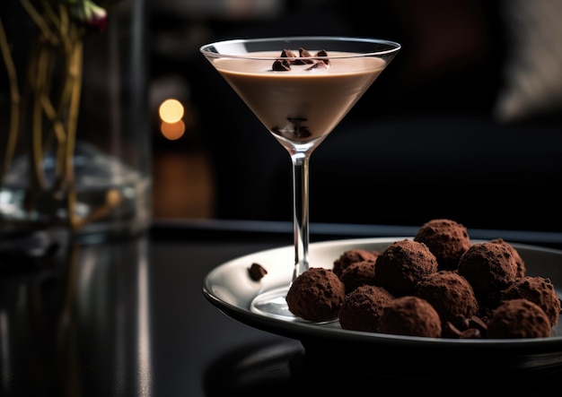 Een Espresso Martini gecombineerd met chocoladetruffels voor een zoet contrast