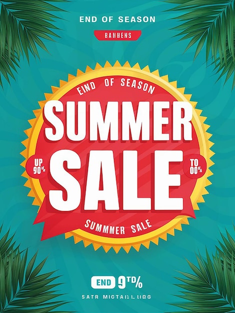 een etiket voor de zomerverkoop met palmbomen op de achtergrond