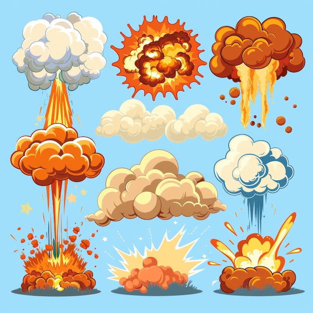 Foto een explosie cartoon spel bom ontploffingen explosie animaties atoomontploffingen ontploffing wolkeffecten