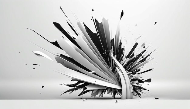 Een explosie met een zwart-witte achtergrond en een witte explosie met zwart-witte verf.