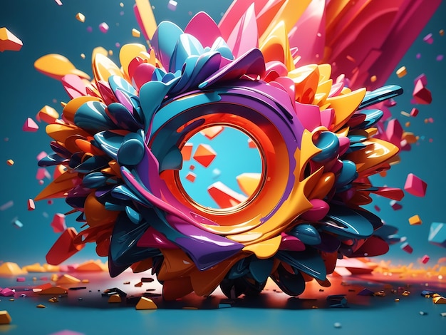 een explosie van kleuren en vormen in een abstracte achtergrond met behulp van levendige gradiënten