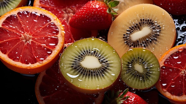 Foto een extreme close-up fotografie van vers fruit.
