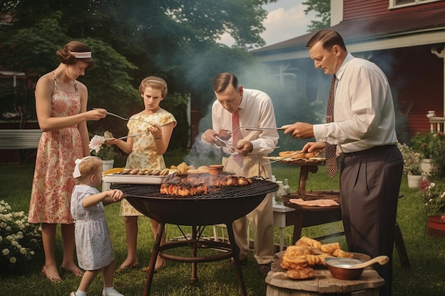 Een familiebarbecue ter ere van Vaderdag