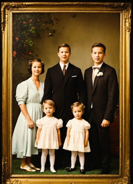 een familiefoto met drie personen en een foto van een gezin