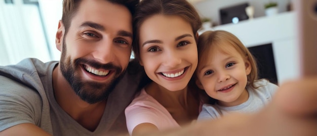 een familieportret met een camera en een camera op de achtergrond