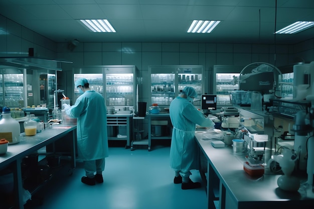 Een farmaceutisch laboratorium met arbeiders