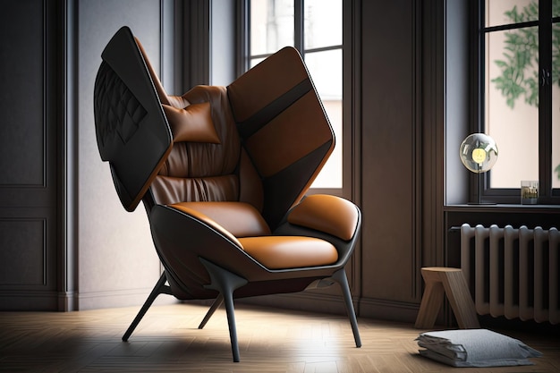 Een fauteuil met een ergonomische zitting en rugleuning voor langdurig comfort gecreëerd met generatieve ai