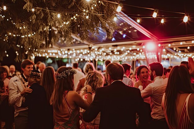 Een feestelijke bruiloftsreceptie vol gelach en dans