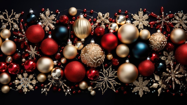 een feestelijke collage van kerstornamenten met sprankelende lichtjes glinsterende kerstballen