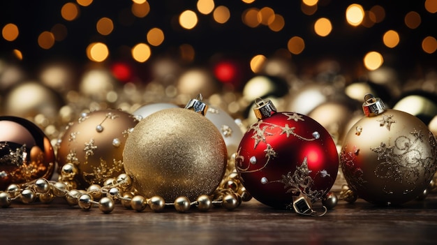 een feestelijke collage van kerstornamenten met sprankelende lichtjes glinsterende kerstballen