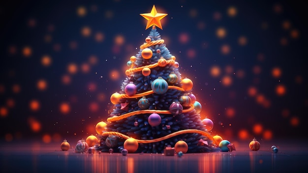 Een feestelijke kerstboom versierd met ornamenten fonkelende lichtjes en een stralende ster bovenop