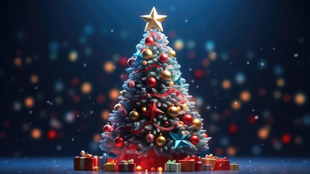 Een feestelijke kerstboom versierd met ornamenten fonkelende lichtjes en een stralende ster bovenop