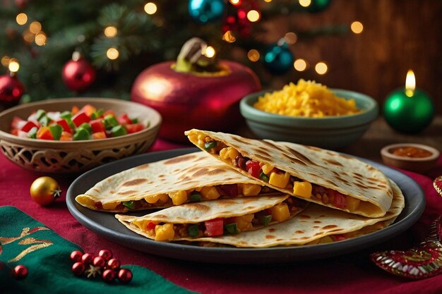 Een feestelijke quesadilla met een feestthema.