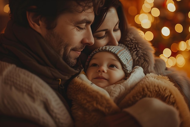 Een feestelijke sfeer omringt een warme familieomhelzing