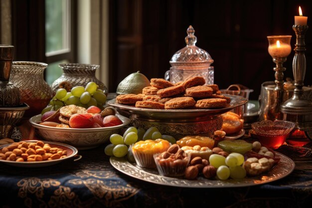 Een feestelijke tafel vol feestelijke lekkernijen tijdens Eid al-Fitr