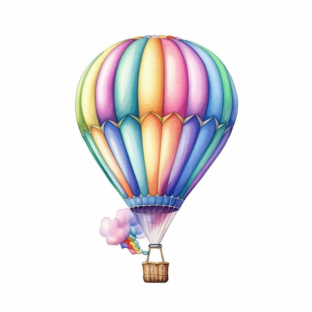 een felgekleurde heteluchtballon met een wolk in de lucht generatieve ai