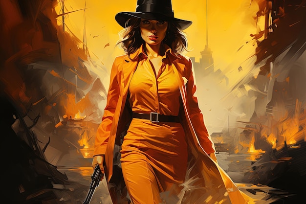 Een Femme fatale pulp illustratie generatieve ai