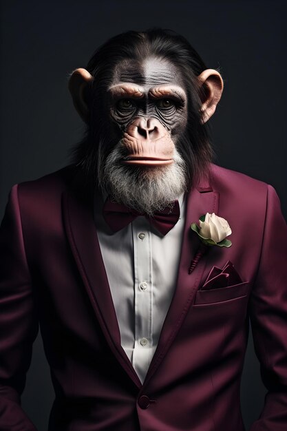 Een fictief portret van een Casanova-chimpansee gemaakt door generatieve AI-software