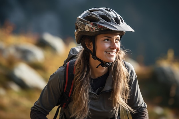 Een fietser met een buitenachtergrond