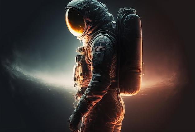 Een figuur van een ruimteastronaut die een helm draagt Zijprofiel Generatieve ai