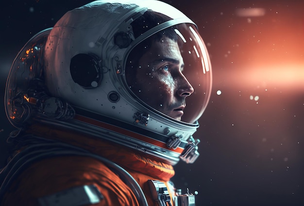 Een figuur van een ruimteastronaut die een helm draagt Zijprofiel Generatieve ai