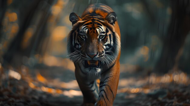 een filmisch en dramatisch portretbeeld voor tijger