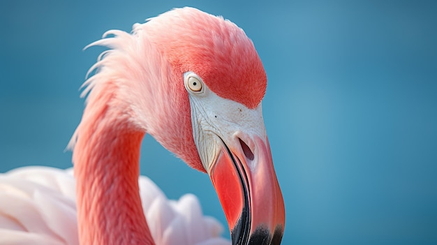 Een flamingo in het water in de stijl van licht