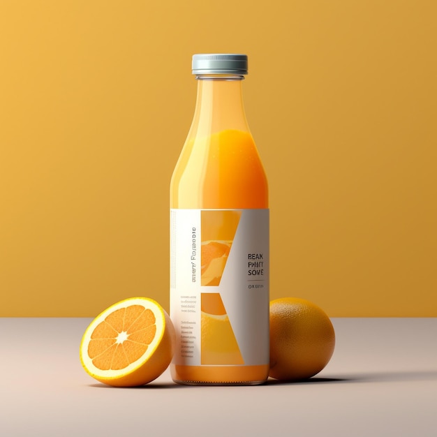 een fles khaki naast een sinaasappel