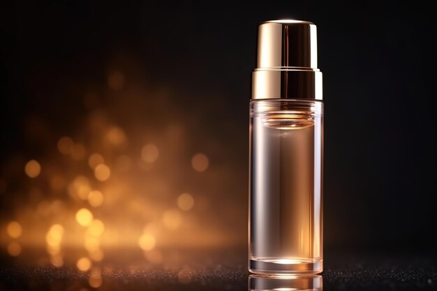 Een fles parfum met een gouden achtergrond