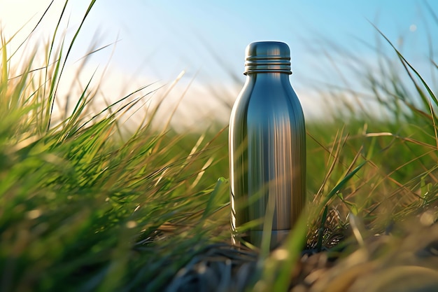 Een fles roestvrijstalen mockup