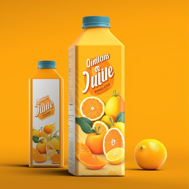 Een fles sinaasappel sap met de woorden " droge sinaasappels " op de voorkant.