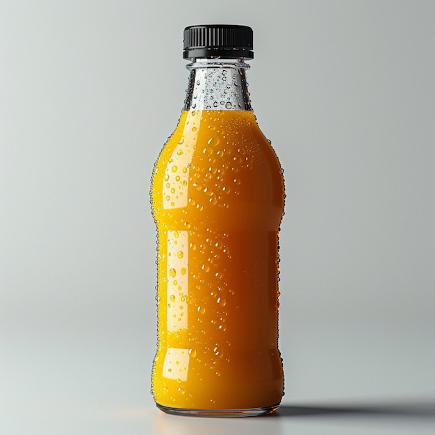 een fles sinaasappelsap met een zwarte dop