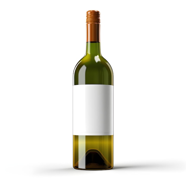 Een fles wijn met een wit label