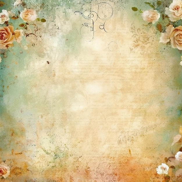 Een florale achtergrond met rozen en de woorden 'love'