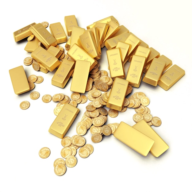 Een fortuin aan goudstaven en munten
