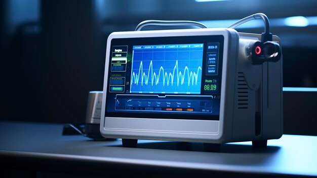 Een foto die de eenvoud en functionaliteit van een moderne medische monitor of vitale tekenen toont