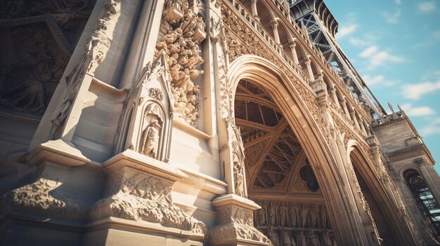 Een foto met een close-up van een beroemd bezienswaardigheid of iconisch monument