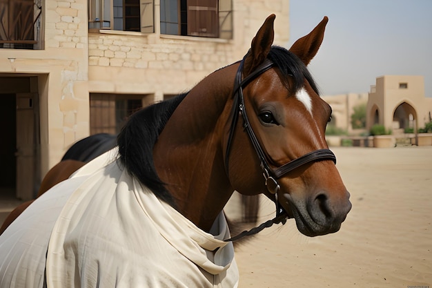 Foto een foto-portret van het friese paard