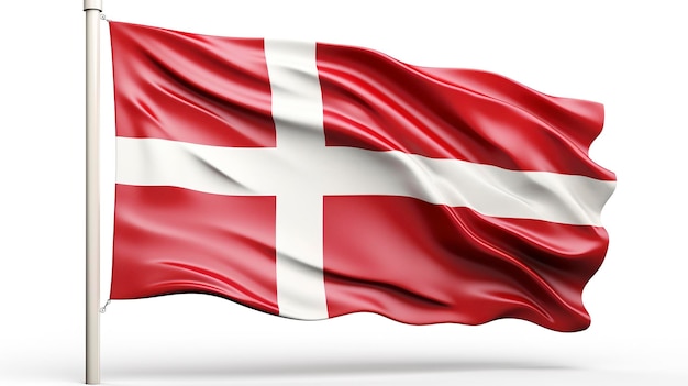 Een foto van de Deense vlag in volle lengte